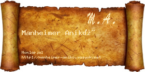 Manheimer Anikó névjegykártya